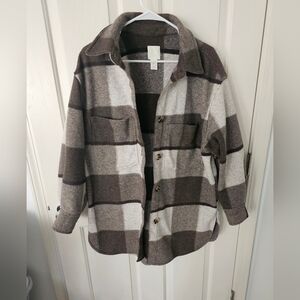 H&M Womens Brown Fall Plaid Shacket Size M